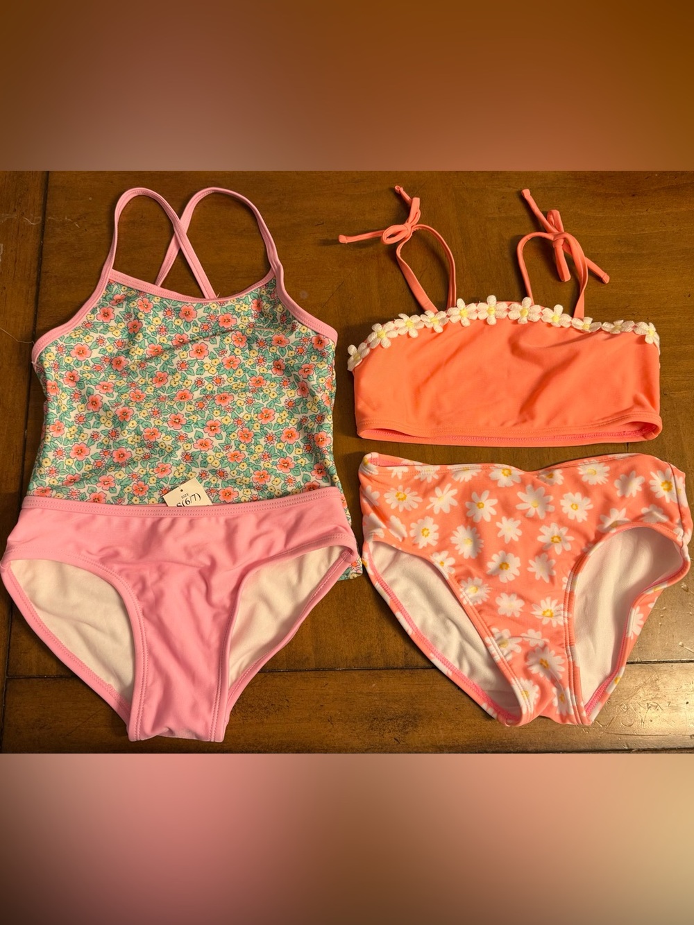 Cat & Jack Pink and Coral Girls Bikini Sets - Floral & Daisy Styles